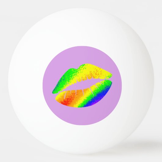 Regenboogkleurige Lippen Pingpongbal (Voorkant)