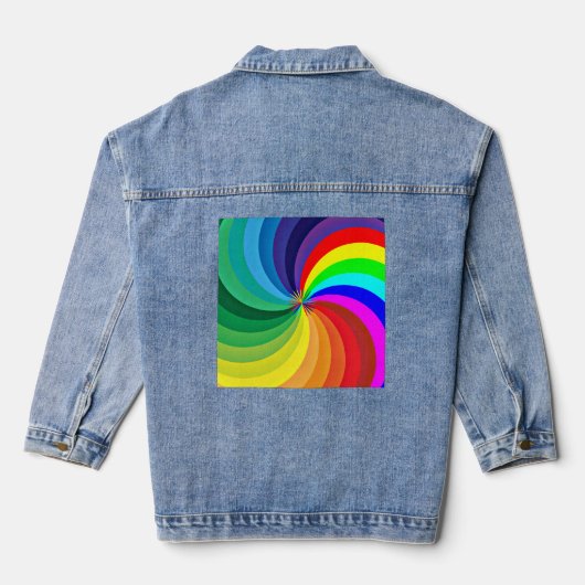 Regenboogkleurige Mandala-46556 Denim Jacket (Achterkant)