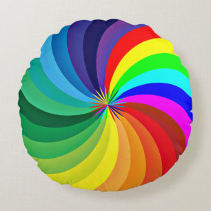 Regenboogkleurige Mandala-46556 Rond Kussen