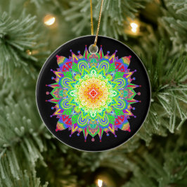 regenboogkleurige Mandala Abstracte Art Cerami Keramisch Ornament