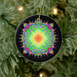  regenboogkleurige Mandala Abstracte Art Cerami Keramisch Ornament