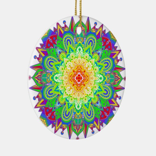  regenboogkleurige Mandala Abstracte kunst Keramisch Ornament (Rechts)