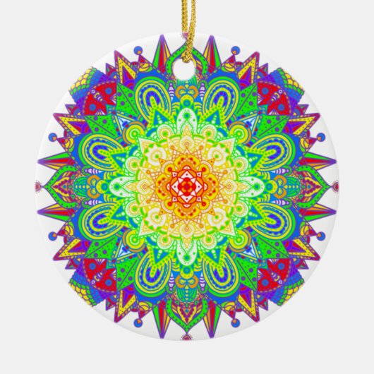  regenboogkleurige Mandala Abstracte kunst Keramisch Ornament (Voorkant)