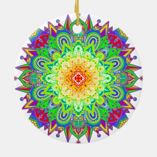  regenboogkleurige Mandala Abstracte kunst Keramisch Ornament (Achterkant)
