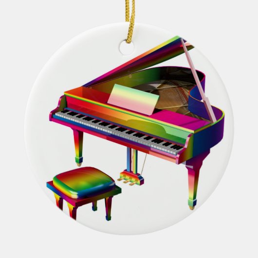 Regenboogkleurige piano keramisch ornament (Voorkant)