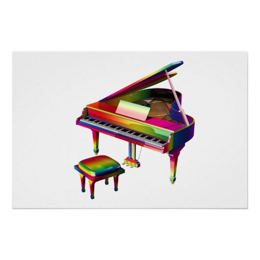 Regenboogkleurige piano perfect poster (Voorkant)