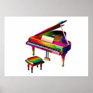 Regenboogkleurige piano poster