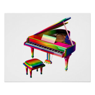 Regenboogkleurige piano poster