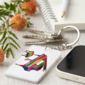 Regenboogkleurige piano sleutelhanger (Voorkant Rechts)
