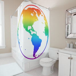 Regenboogkleurige planeet aarde douchegordijn