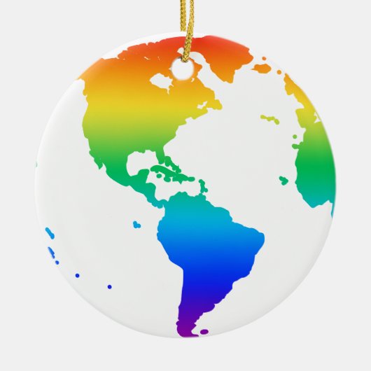 Regenboogkleurige planeet aarde keramisch ornament (Voorkant)