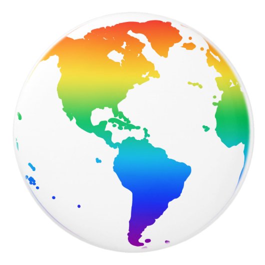 Regenboogkleurige planeet aarde keramische knop (Voorkant)