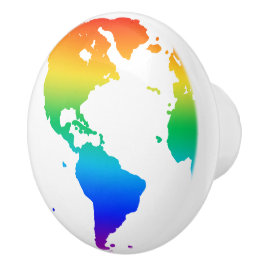 Regenboogkleurige planeet aarde keramische knop