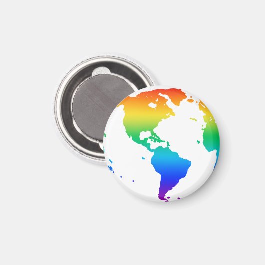 Regenboogkleurige planeet aarde magneet (Voorkant / Achterkant)