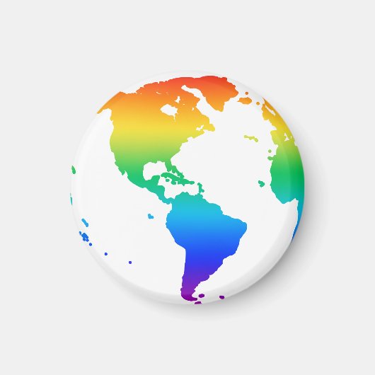 Regenboogkleurige planeet aarde magneet (Voorkant)