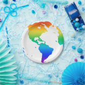 Regenboogkleurige planeet aarde papieren bordje (Feest)