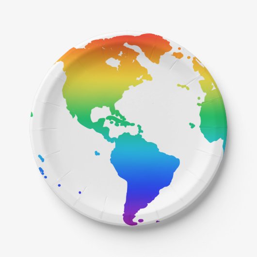 Regenboogkleurige planeet aarde papieren bordje (Voorkant)