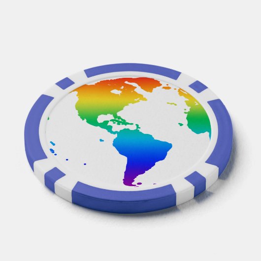 Regenboogkleurige planeet aarde poker chips (Enkel)