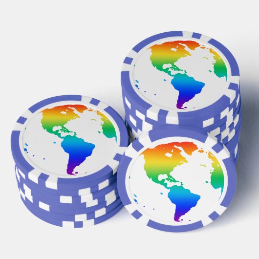 Regenboogkleurige planeet aarde poker chips (Opstapeling)