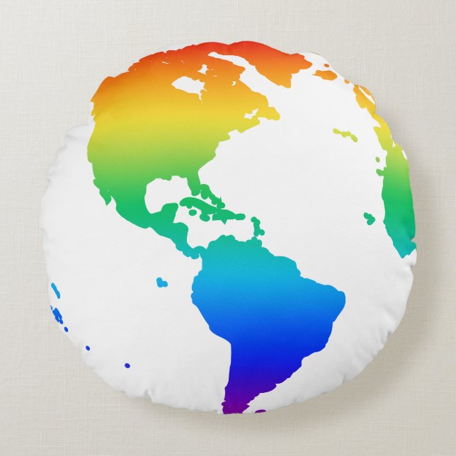 Regenboogkleurige planeet aarde rond kussen (Voorkant)