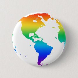 Regenboogkleurige planeet aarde ronde button 5,7 cm