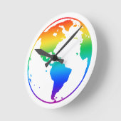 Regenboogkleurige planeet aarde ronde klok (Hoek)