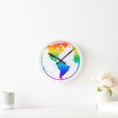 Regenboogkleurige planeet aarde ronde klok (Huis)