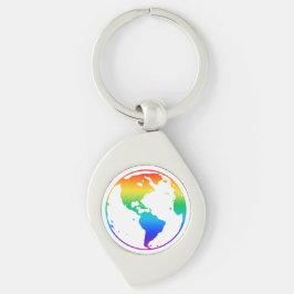 Regenboogkleurige planeet aarde sleutelhanger