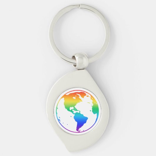 Regenboogkleurige planeet aarde sleutelhanger (Voorkant)