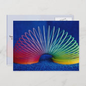 Regenboogkleurige slinkachtige speelgoed briefkaart (Voorkant / Achterkant)