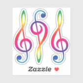 Regenboogkleurige treble G sleutel Sticker (Vel)