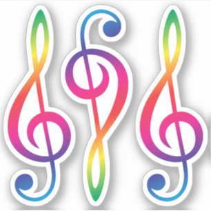 Regenboogkleurige treble G sleutel Sticker