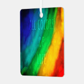 Regenboogkleurige tweekleurige LGBTQ Equality Meta Metalen Ornament (Voorkant links)