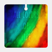 Regenboogkleurige tweekleurige LGBTQ Equality Meta Metalen Ornament (Voorkant)