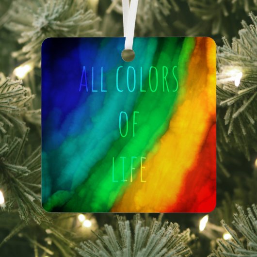 Regenboogkleurige tweekleurige LGBTQ Equality Meta Metalen Ornament (Insitu)