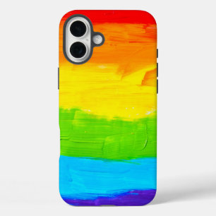 Regenboogkleurige verfstreken iPhone 16 plus hoesje