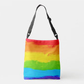 Regenboogkleurige verfstreken crossbody tas (Achterkant)