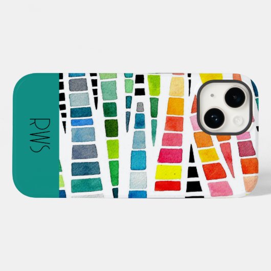 Regenboogkleurige Waterverf Mozaïek Abstract Case-Mate iPhone Case (Achterkant (horizontaal))