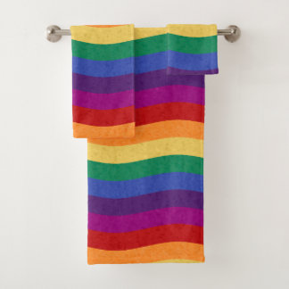 Regenboogkleurige Wavy-lijnen Bad Handdoek