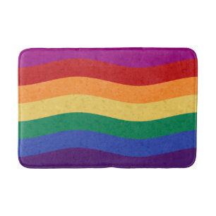 Regenboogkleurige Wavy-lijnen Badmat