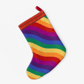 Regenboogkleurige Wavy-lijnen Kleine Kerstsok (Achterkant (Hangend))