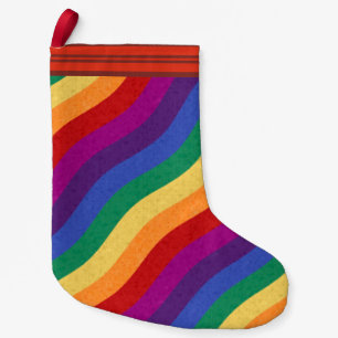 Regenboogkleurige Wavy-lijnen Kleine Kerstsok