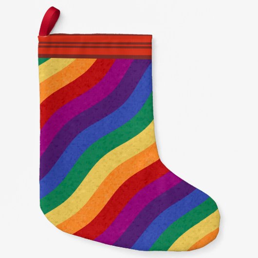 Regenboogkleurige Wavy-lijnen Kleine Kerstsok (Voorkant)