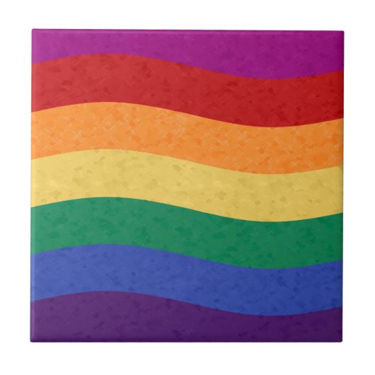 Regenboogkleurige Wavy-lijnen Tegeltje (Voorkant)