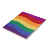 Regenboogkleurige Wavy-lijnen Tegeltje (Zijkant)