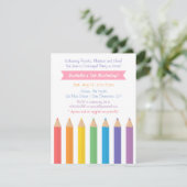 Regenboogkleuringen Pencils Arts Kids Birthday Par Kaart (Staand voorkant)