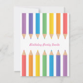 Regenboogkleuringen Pencils Arts Kids Birthday Par Kaart (Achterkant)