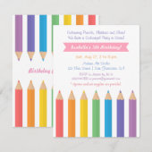 Regenboogkleuringen Pencils Arts Kids Birthday Par Kaart (Voorkant / Achterkant)