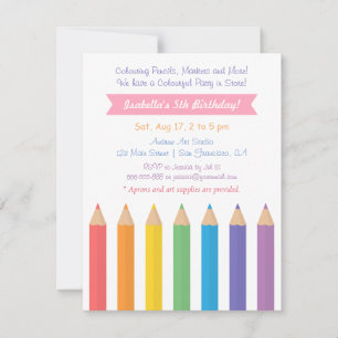 Regenboogkleuringen Pencils Arts Kids Birthday Par Kaart