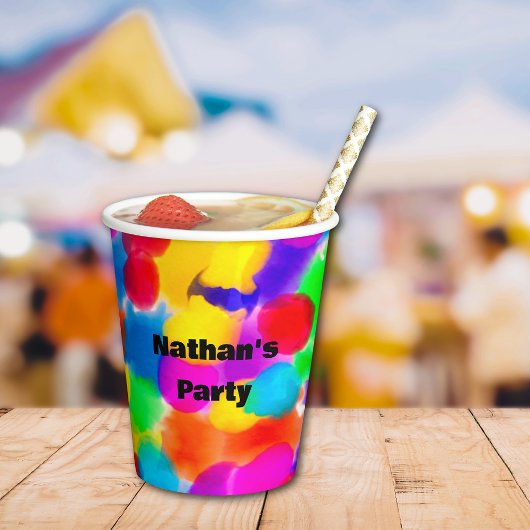 Regenboogkleursplash gepersonaliseerd papieren bekers